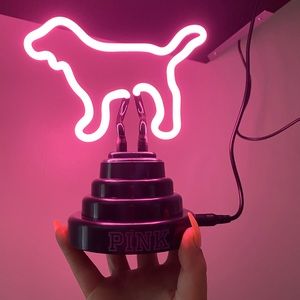 - 2 PINK Dog Logo Lights